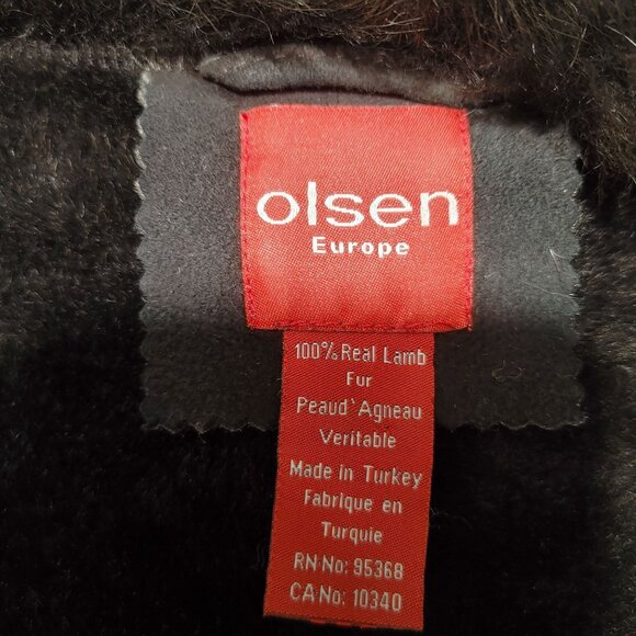 Olsen Europe Womens Lamb Fur Coat Size 10 Brown Shearling Button Closure Turkey - Picture 3 of 13